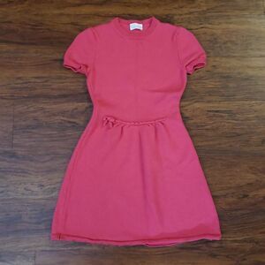 Red Valentino Girls Red Chic Coquette Edgy Feminine Holiday Lux Wool Dress S